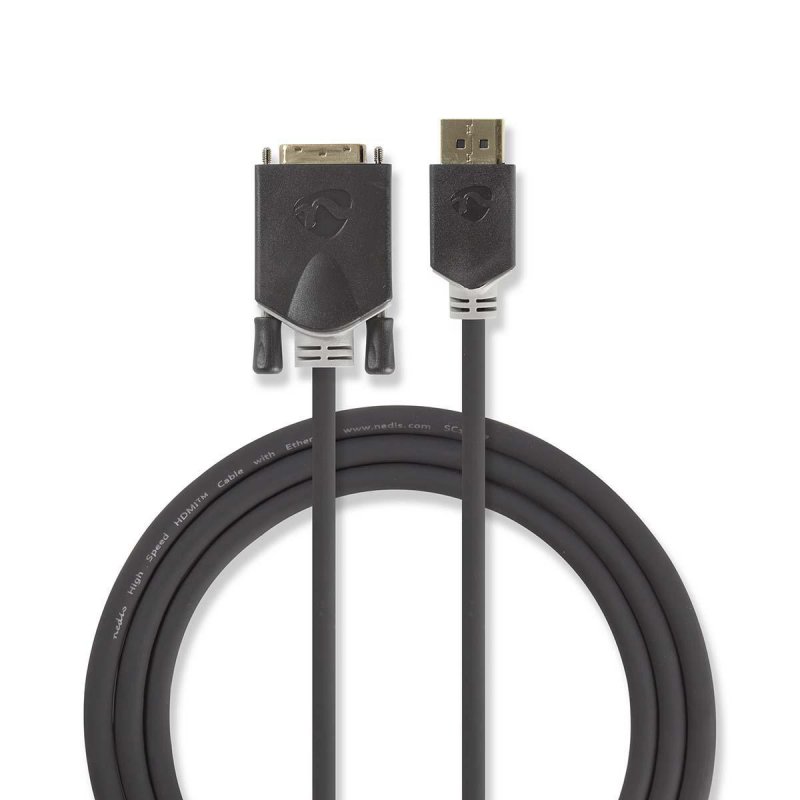 Displayport kabel | DisplayPort Zástrčka | DVI-D 24+1 Zástrčka | 4K@30Hz | Pozlacené | 2.00 m | Kulatý | PVC | Antracit | Box s - obrázek produktu