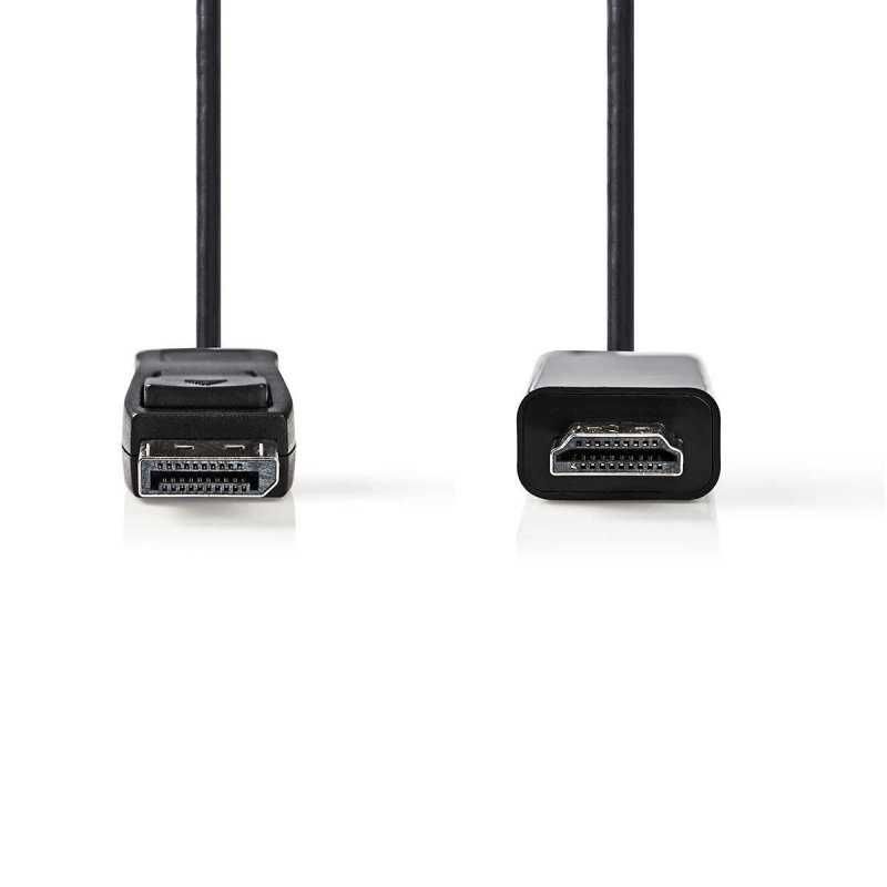 Displayport kabel | DisplayPort Zástrčka | Konektor HDMI ™ | 1080p | Poniklované | 1.00 m | Kulatý | PVC | Černá | Obálka - obrázek č. 1