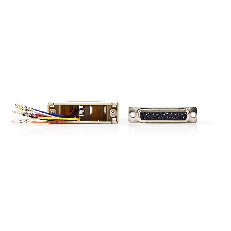 Serial adapter | Adaptér | D-SUB 25-Pin Zásuvka | RJ45 Zásuvka | Poniklované | Slonová Kost | Plastový Sáček - obrázek produktu