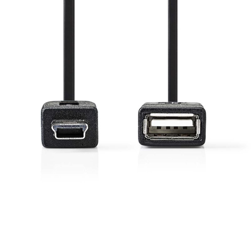 USB Micro-B Adaptér | USB 2.0 | Mini 5-Pin Zástrčka | USB-A Zásuvka | 480 Mbps | OTG | 0.20 m | Plochý | Poniklované | PVC | Čer - obrázek č. 1