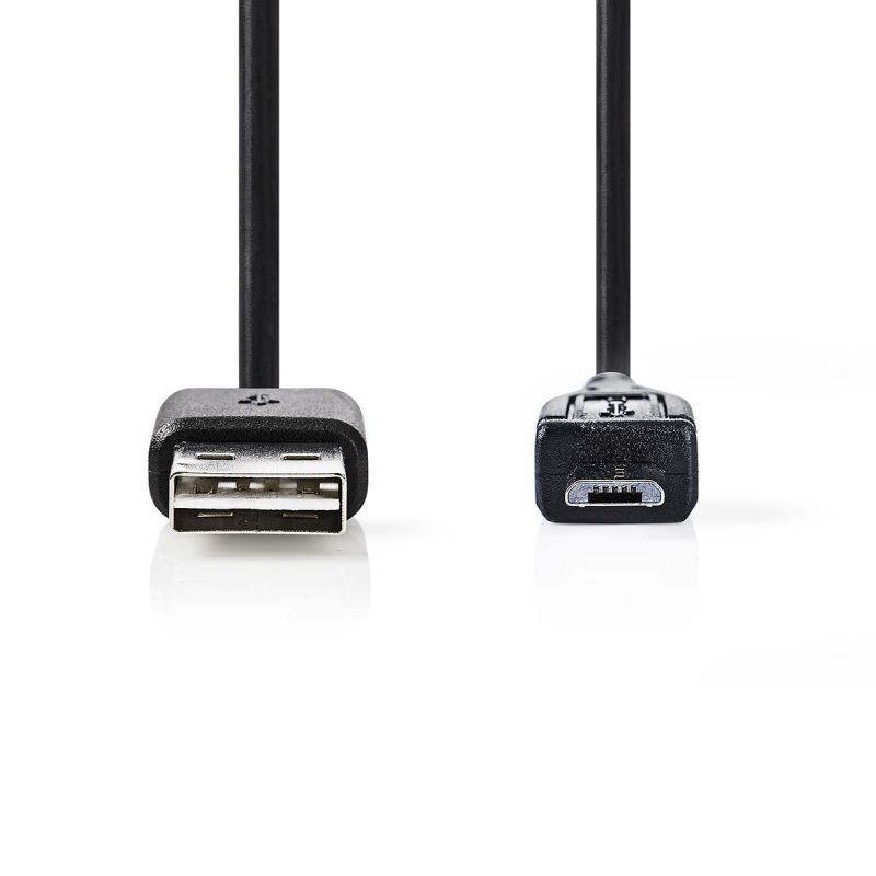 USB Micro-B Adaptér | USB 2.0 | USB Micro-B Zástrčka | USB-A Zásuvka | 480 Mbps | 0.20 m | Kulatý | Poniklované | PVC | Černá | - obrázek č. 1