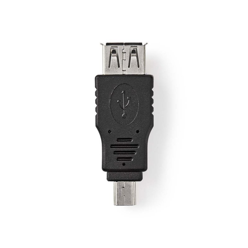 USB Micro-B Adaptér | USB 2.0 | Mini 5-Pin Zástrčka | USB-A Zásuvka | 480 Mbps | Poniklované | PVC | Černá | Plastový Sáček - obrázek produktu