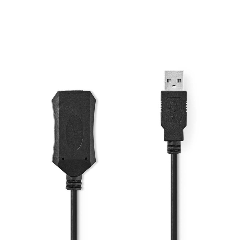 Aktivní kabel USB | USB 2.0 | USB-A Zástrčka | USB-A Zásuvka | 480 Mbps | 10.0 m | Kulatý | Poniklované | PVC | Měď | Obálka - obrázek produktu