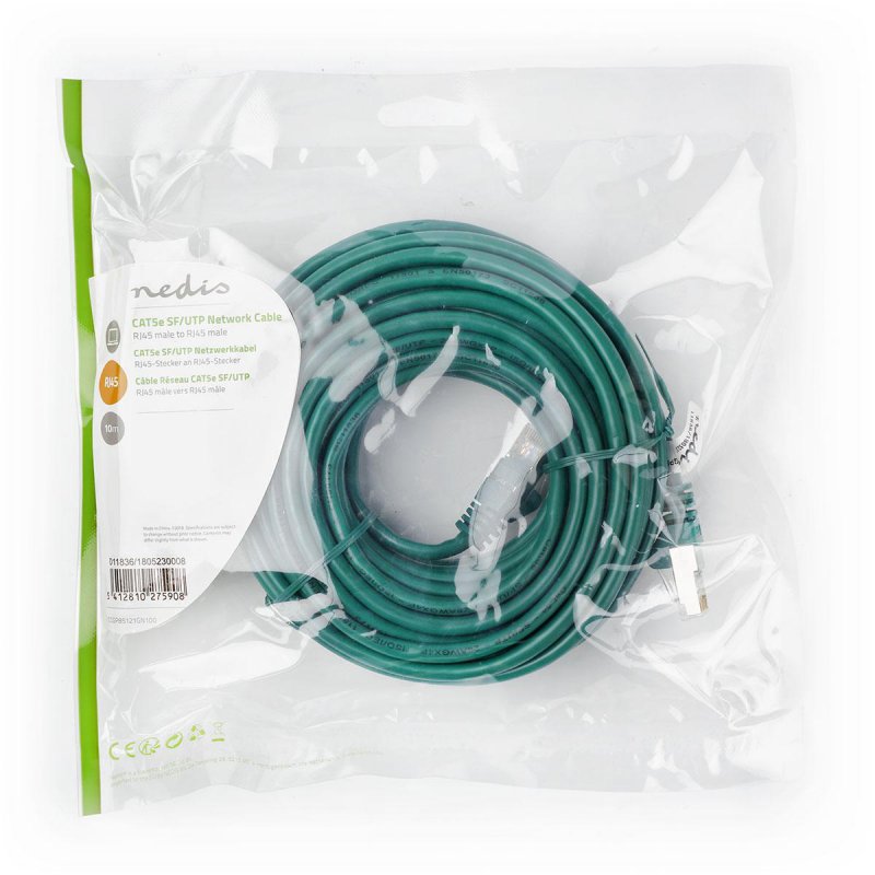 Cat 5e kabel | SF / UTP | RJ45 Zástrčka | RJ45 Zástrčka | 10.0 m | Kulatý | PVC | Zelená | Plastový Sáček - obrázek č. 3