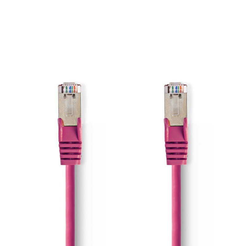 Cat 5e kabel | SF / UTP | RJ45 (8P8C) Zástrčka | RJ45 (8P8C) Zástrčka | 1.50 m | Kulatý | PVC | Růžová | Plastový Sáček - obrázek produktu