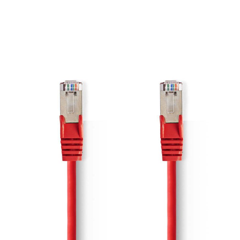 Cat 5e kabel | SF / UTP | RJ45 Zástrčka | RJ45 Zástrčka | 1.50 m | Kulatý | PVC | Červená | Plastový Sáček - obrázek produktu