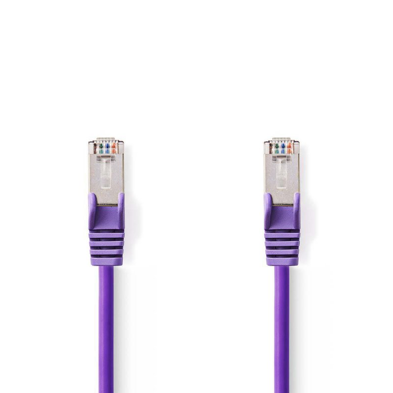 Cat 5e kabel | SF / UTP | RJ45 Zástrčka | RJ45 Zástrčka | 0.50 m | Kulatý | PVC | Fialová | Plastový Sáček - obrázek produktu