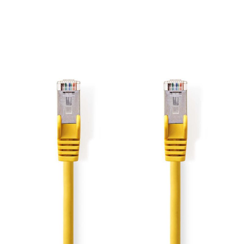 Cat 5e kabel | SF / UTP | RJ45 Zástrčka | RJ45 Zástrčka | 3.00 m | Kulatý | PVC | Žlutá | Plastový Sáček - obrázek produktu