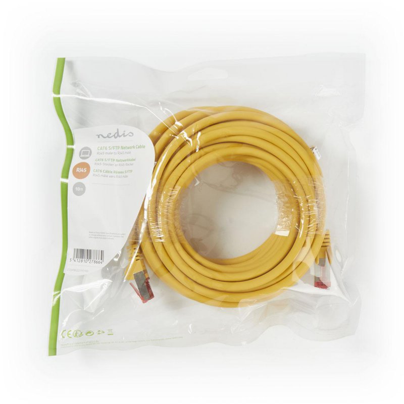 Cat 6 kabel | RJ45 Zástrčka | RJ45 Zástrčka | S / FTP | 10.0 m | Kulatý | LSZH | Žlutá | Plastový Sáček - obrázek č. 3
