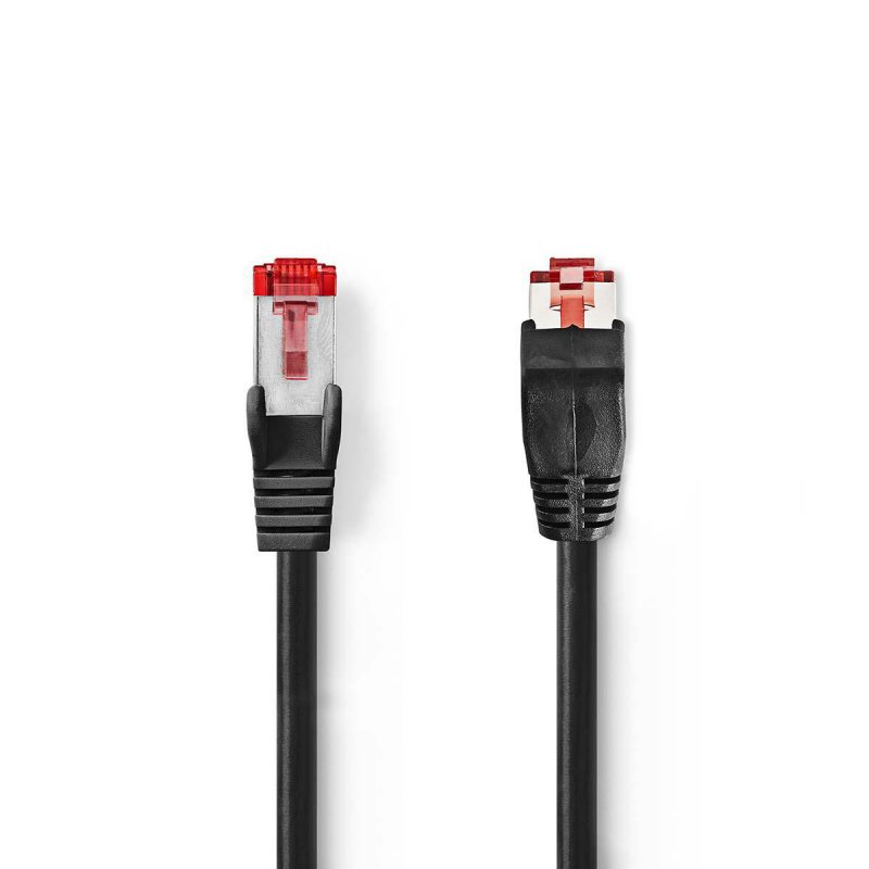 Cat 6 kabel | RJ45 Zástrčka | RJ45 Zástrčka | SF / UTP | 0.50 m | Kulatý | LSZH / PVC | Černá | Plastový Sáček - obrázek produktu