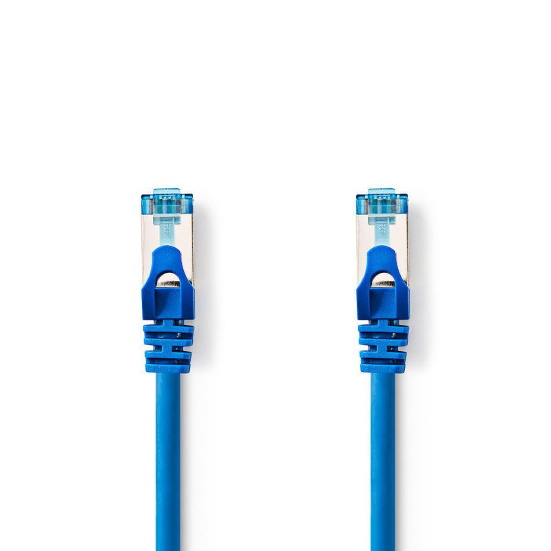 Cat 6a kabel | S / FTP | RJ45 (8P8C) Zástrčka | RJ45 (8P8C) Zástrčka | 1.00 m | Kulatý | PVC LSZH | Modrá | Plastový Sáček - obrázek produktu