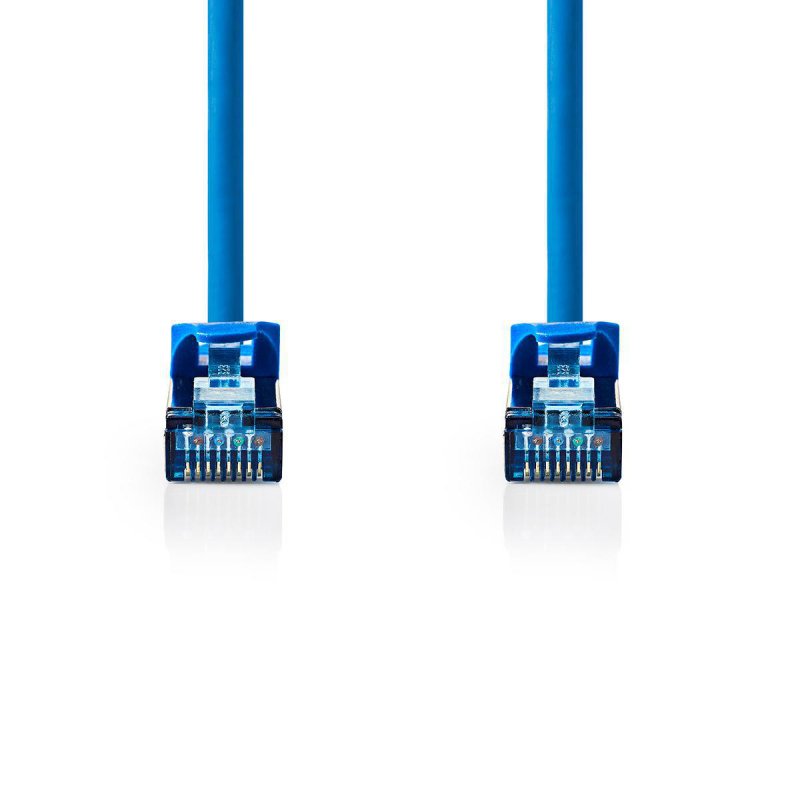 Cat 6a kabel | S / FTP | RJ45 (8P8C) Zástrčka | RJ45 (8P8C) Zástrčka | 1.00 m | Kulatý | PVC LSZH | Modrá | Plastový Sáček - obrázek č. 1