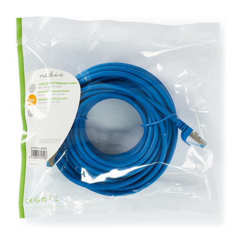 Cat 6a kabel | S / FTP | RJ45 Zástrčka | RJ45 Zástrčka | 10.0 m | Kulatý | LSZH | Modrá | Plastový Sáček - obrázek č. 2
