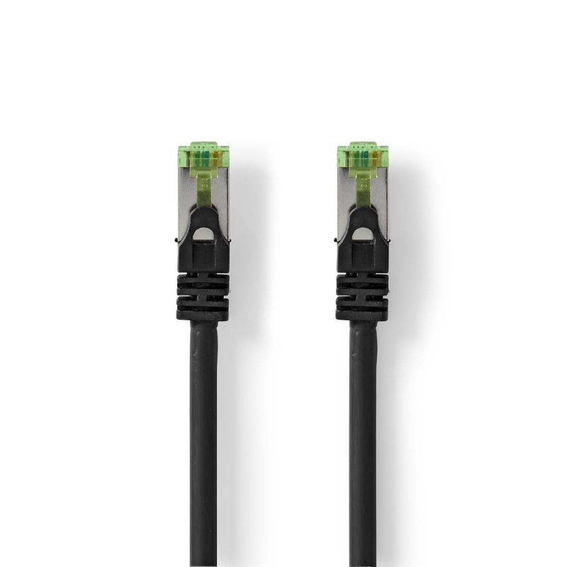 Cat 7 kabel | S / FTP | RJ45 Zástrčka | RJ45 Zástrčka | 0.50 m | Snagless | Kulatý | LSZH | Černá | Obálka - obrázek produktu