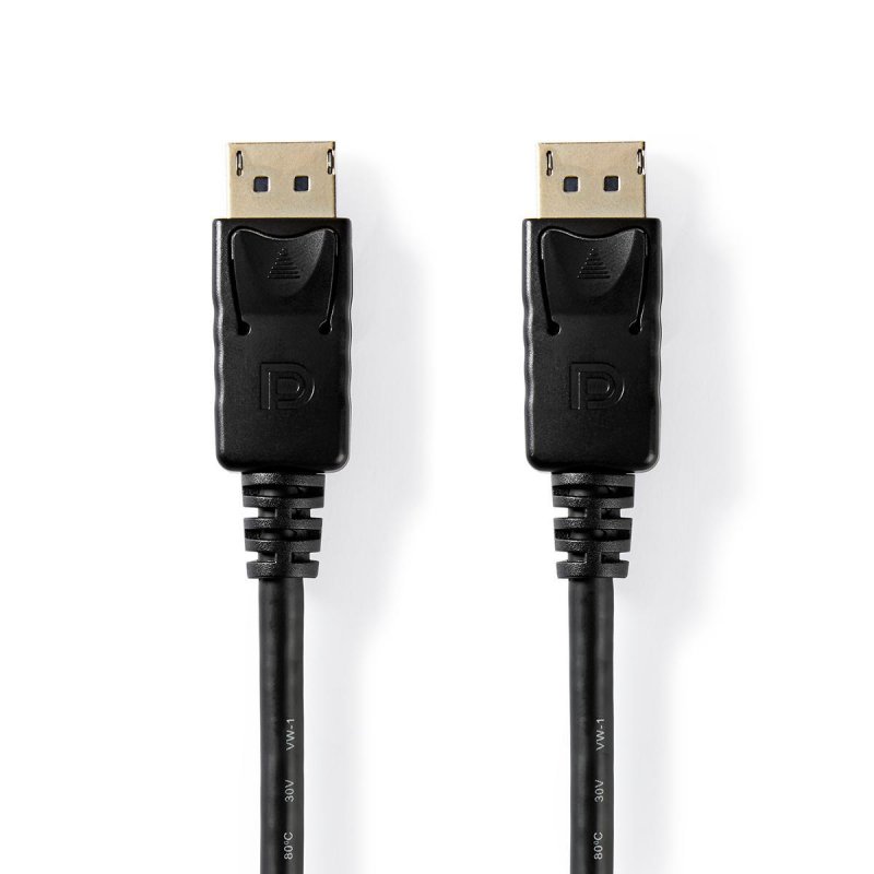 Displayport kabel | DisplayPort Zástrčka | DisplayPort Zástrčka | 4K@60Hz | Poniklované | 2.00 m | Kulatý | PVC | Černá | Štítek - obrázek produktu