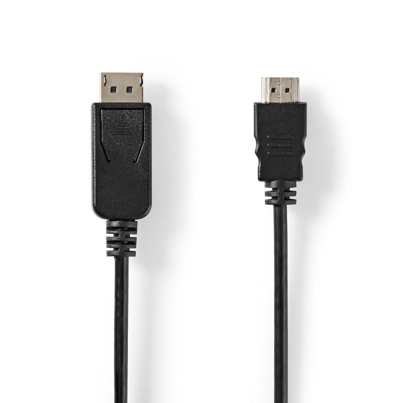 Displayport kabel | DisplayPort Zástrčka | HDMI Zásuvka | 4K@30Hz | Poniklované | 2.00 m | Kulatý | PVC | Černá | Štítek - obrázek produktu