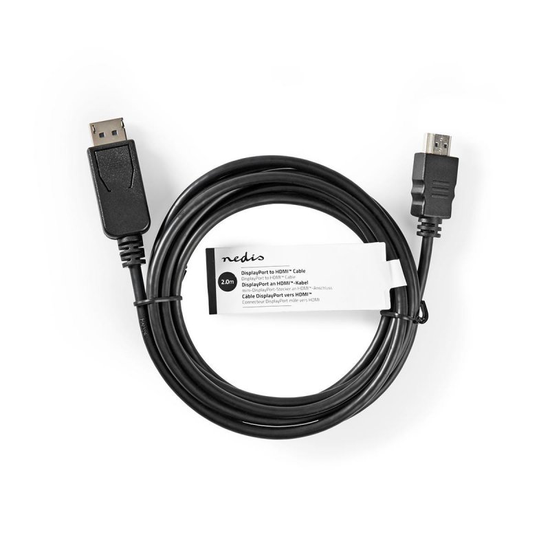 Displayport kabel | DisplayPort Zástrčka | HDMI Zásuvka | 4K@30Hz | Poniklované | 2.00 m | Kulatý | PVC | Černá | Štítek - obrázek č. 2
