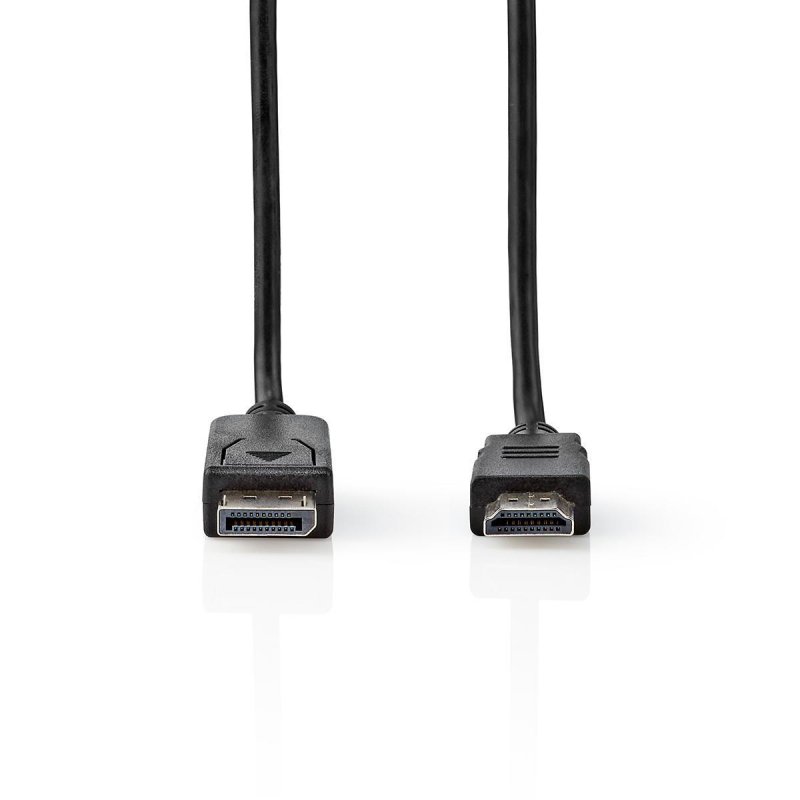 Displayport kabel | DisplayPort Zástrčka | HDMI Zásuvka | 4K@30Hz | Poniklované | 2.00 m | Kulatý | PVC | Černá | Štítek - obrázek č. 1