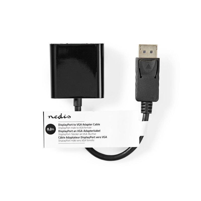 DisplayPort adaptér | DisplayPort Zástrčka | VGA Zásuvka | 1080p | Poniklované | Přímý | 0.20 m | Kulatý | PVC | ABS | Černá | Š - obrázek č. 3