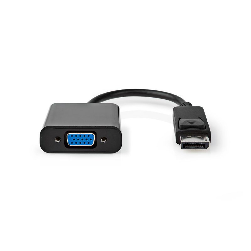 DisplayPort adaptér | DisplayPort Zástrčka | VGA Zásuvka | 1080p | Poniklované | Přímý | 0.20 m | Kulatý | PVC | ABS | Černá | Š - obrázek č. 1