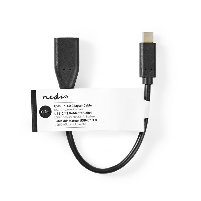 USB-C™ Adaptér | USB 3.2 Gen 1 | USB-C™ Zástrčka | USB-A Zásuvka | 5 Gbps | OTG | 0.20 m | Kulatý | Poniklované | PVC | Černá | - obrázek č. 3