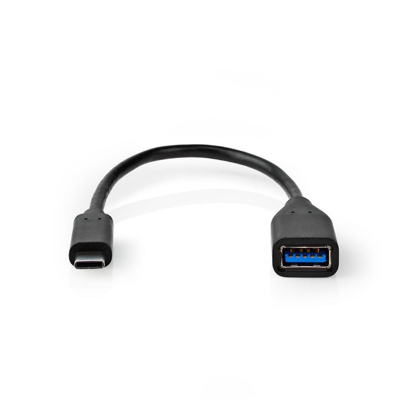 USB-C™ Adaptér | USB 3.2 Gen 1 | USB-C™ Zástrčka | USB-A Zásuvka | 5 Gbps | OTG | 0.20 m | Kulatý | Poniklované | PVC | Černá | - obrázek produktu
