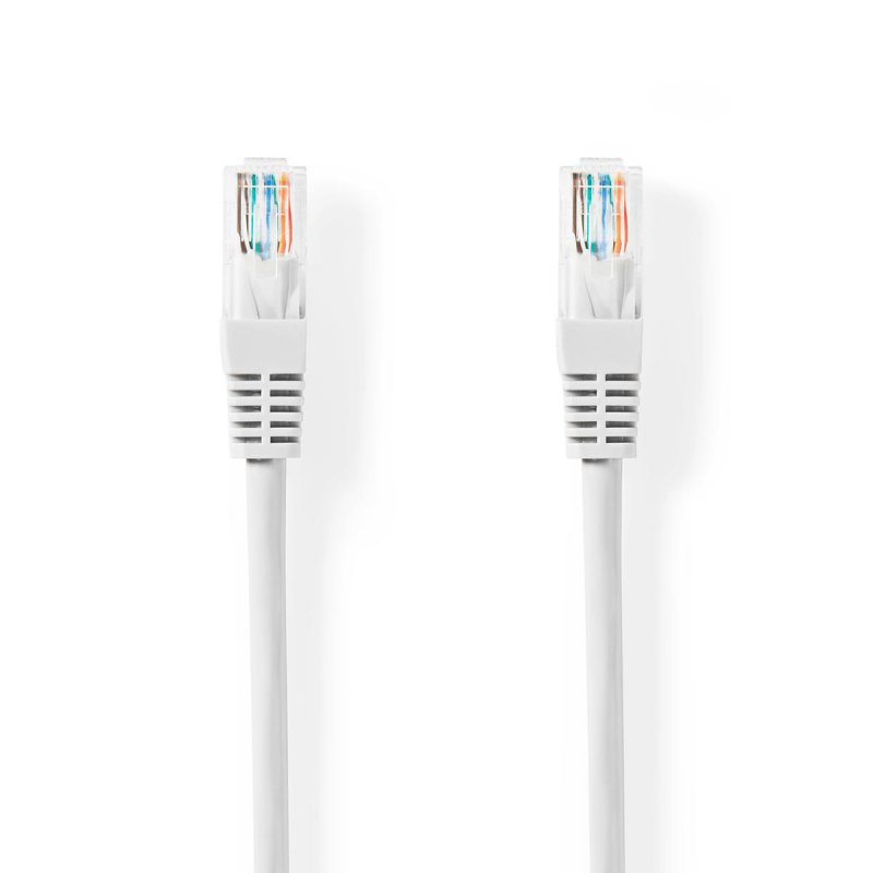 Cat 5e kabel | U/UTP | RJ45 Zástrčka | RJ45 Zástrčka | 1.00 m | Kulatý | PVC | Bílá | Štítek - obrázek produktu