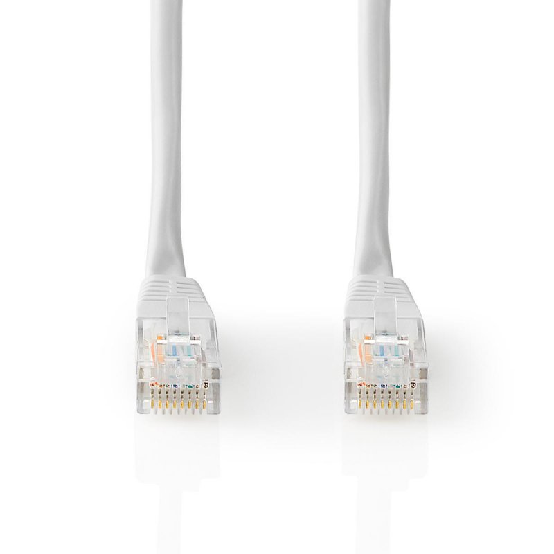 Cat 5e kabel | U/UTP | RJ45 Zástrčka | RJ45 Zástrčka | 1.00 m | Kulatý | PVC | Bílá | Štítek - obrázek č. 1