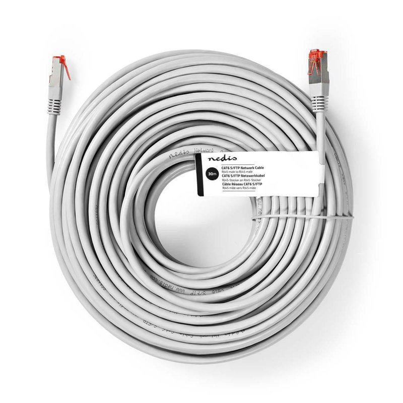Cat 6 kabel | RJ45 Zástrčka | RJ45 Zástrčka | S / FTP | 30.0 m | Kulatý | PVC | Šedá | Štítek - obrázek č. 2