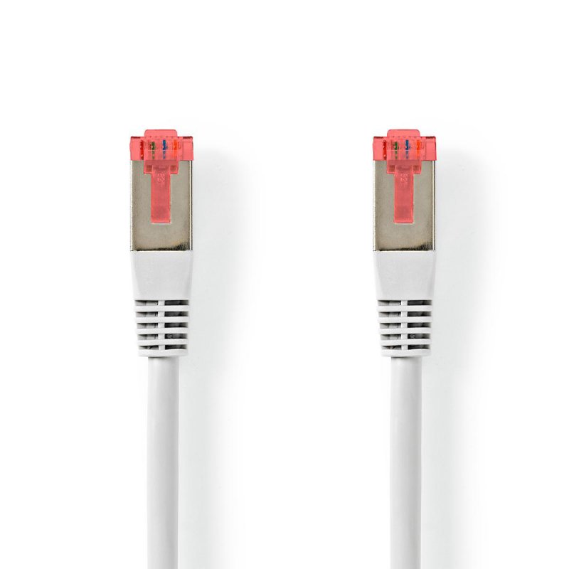Cat 6 kabel | RJ45 Zástrčka | RJ45 Zástrčka | S / FTP | 0.50 m | Kulatý | PVC | Bílá | Štítek - obrázek produktu