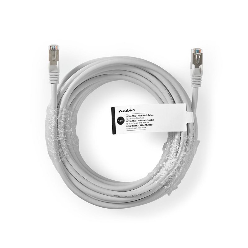 Cat 6a kabel | SF / UTP | RJ45 Zástrčka | RJ45 Zástrčka | 0.50 m | Kulatý | PVC | Šedá | Štítek - obrázek č. 2
