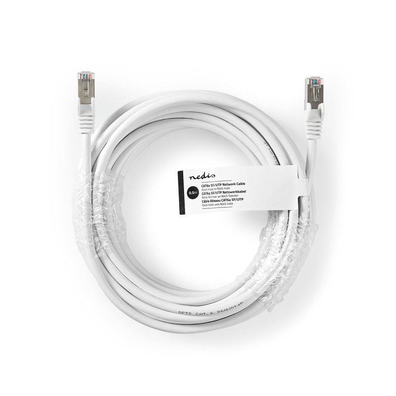 Cat 6a kabel | SF / UTP | RJ45 Zástrčka | RJ45 Zástrčka | 0.50 m | Kulatý | PVC | Bílá | Štítek - obrázek č. 2