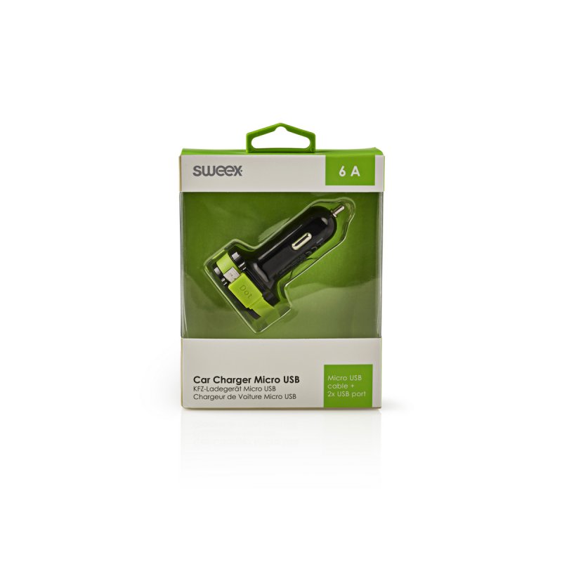 Nabíječka Do Auta 3-Výstupy 6 A 2x USB / Micro USB Černá/Zelená CH-023BL - obrázek č. 4
