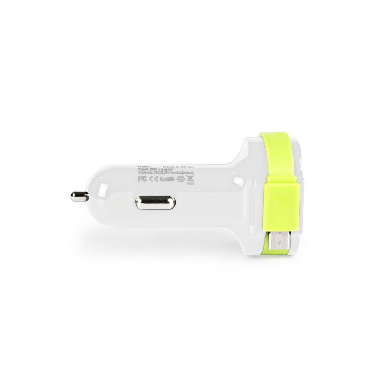 Nabíječka Do Auta 3-Výstupy 6 A 2x USB / Micro USB Bílá/Zelená - obrázek č. 1