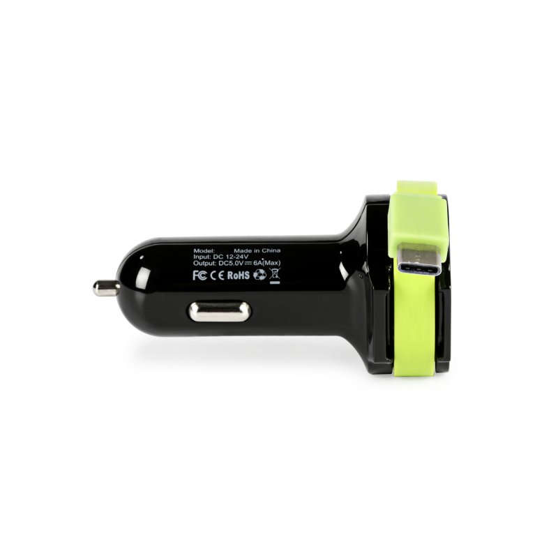 Nabíječka Do Auta 3-Výstupy 6 A 2x USB / USB-C Černá/Zelená - obrázek č. 5
