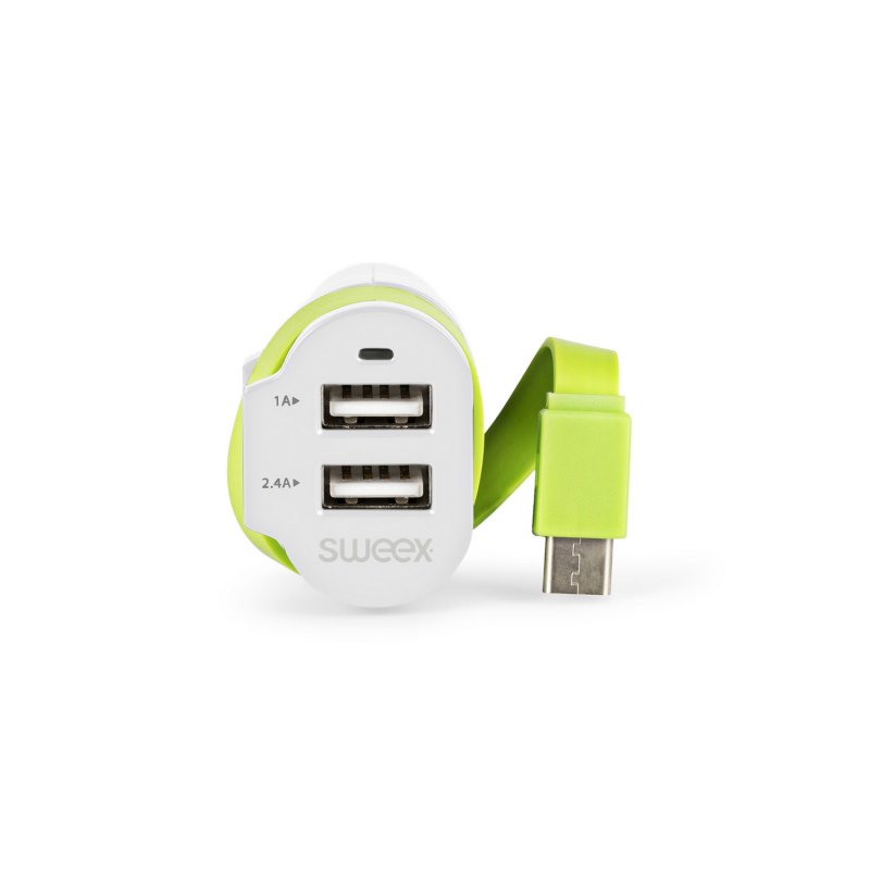 Nabíječka Do Auta 3-Výstupy 6 A 2x USB / USB-C Bílá/Zelená - obrázek produktu