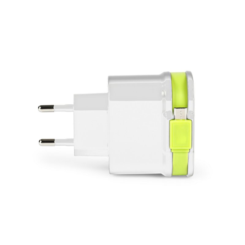 Nabíječka 3-Výstupy 3 A 2x USB / Micro USB Bílá/Zelená - obrázek č. 1