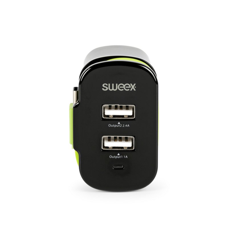 Nabíječka 3-Výstupy 3 A 2x USB / USB-C Černá/Zelená - obrázek produktu
