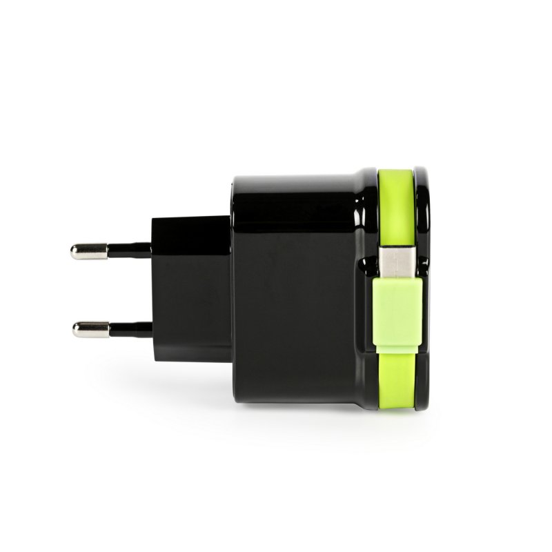 Nabíječka 3-Výstupy 3 A 2x USB / USB-C Černá/Zelená - obrázek č. 2