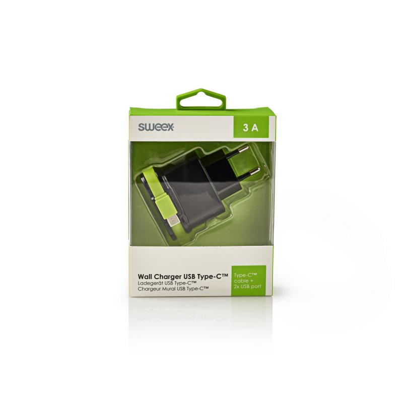Nabíječka 3-Výstupy 3 A 2x USB / USB-C Černá/Zelená - obrázek č. 4