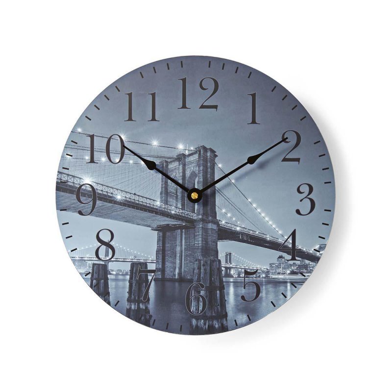 Nástěnné hodiny | Průměr: 300 mm | Brooklynský most | Dřevo - obrázek produktu