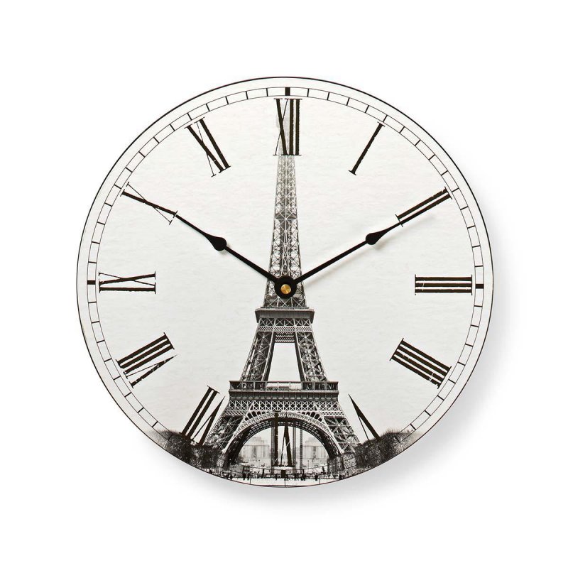 Kulaté Nástěnné Hodiny | Průměr 30 cm | Obrázek Eiffelovy Věže - obrázek produktu
