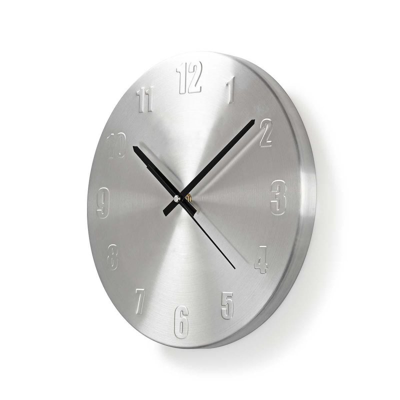 Nástěnné hodiny | Průměr: 300 mm | Kov | Stříbrná - obrázek č. 1