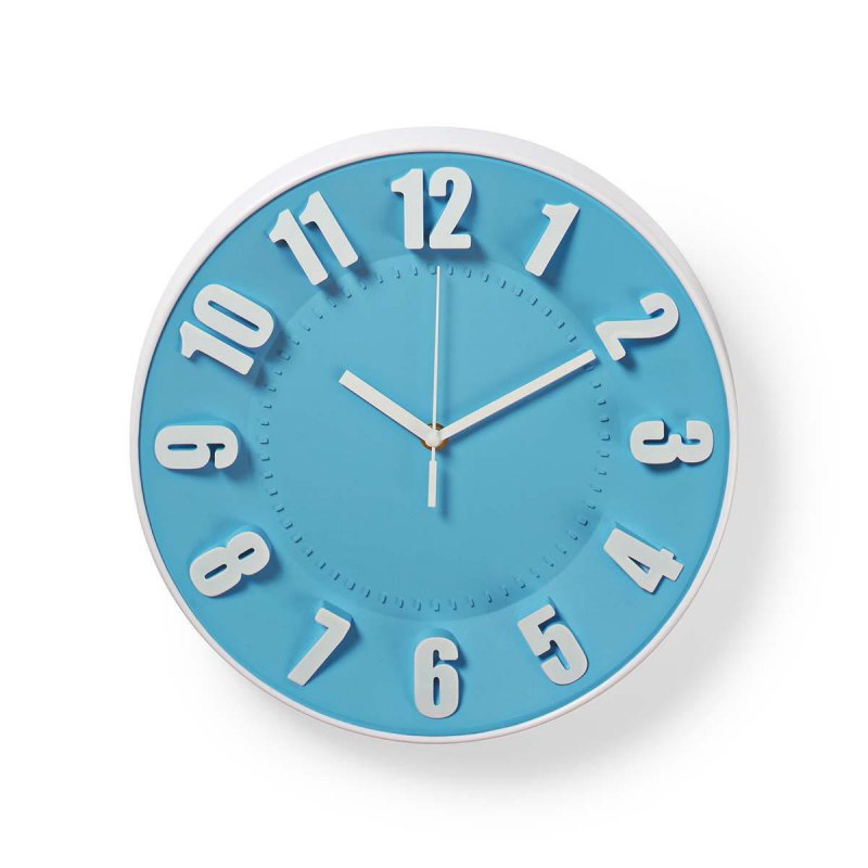 Nástěnné hodiny | Průměr: 300 mm | Plast | Bílá / Modrá - obrázek produktu