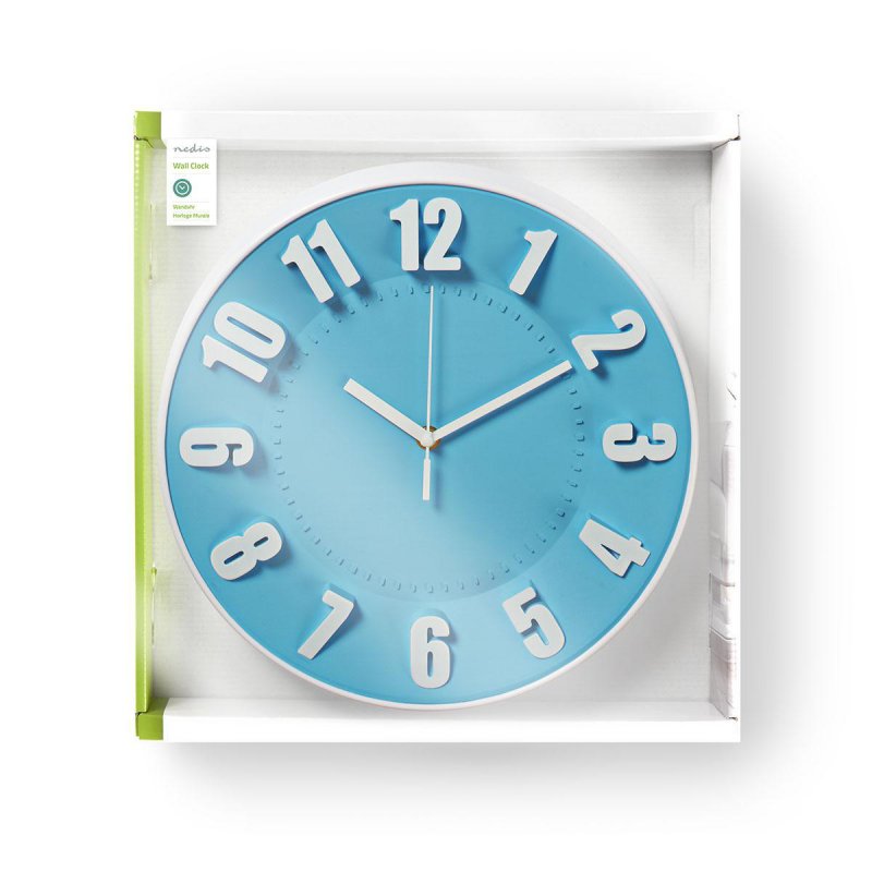 Nástěnné hodiny | Průměr: 300 mm | Plast | Bílá / Modrá - obrázek č. 2
