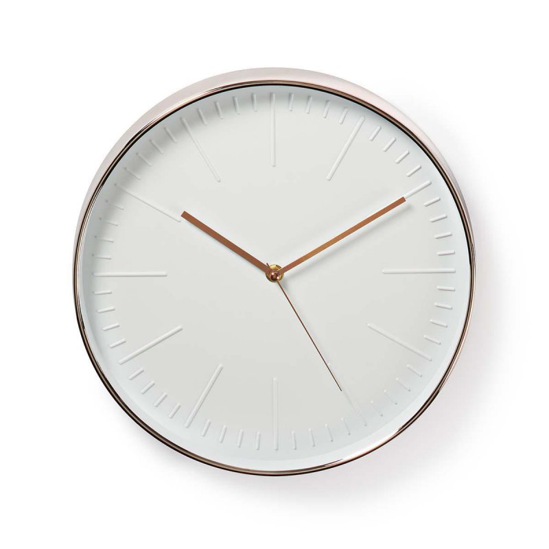 Nástěnné hodiny | Průměr: 300 mm | Plast | Bílá / Růžové Zlato - obrázek produktu