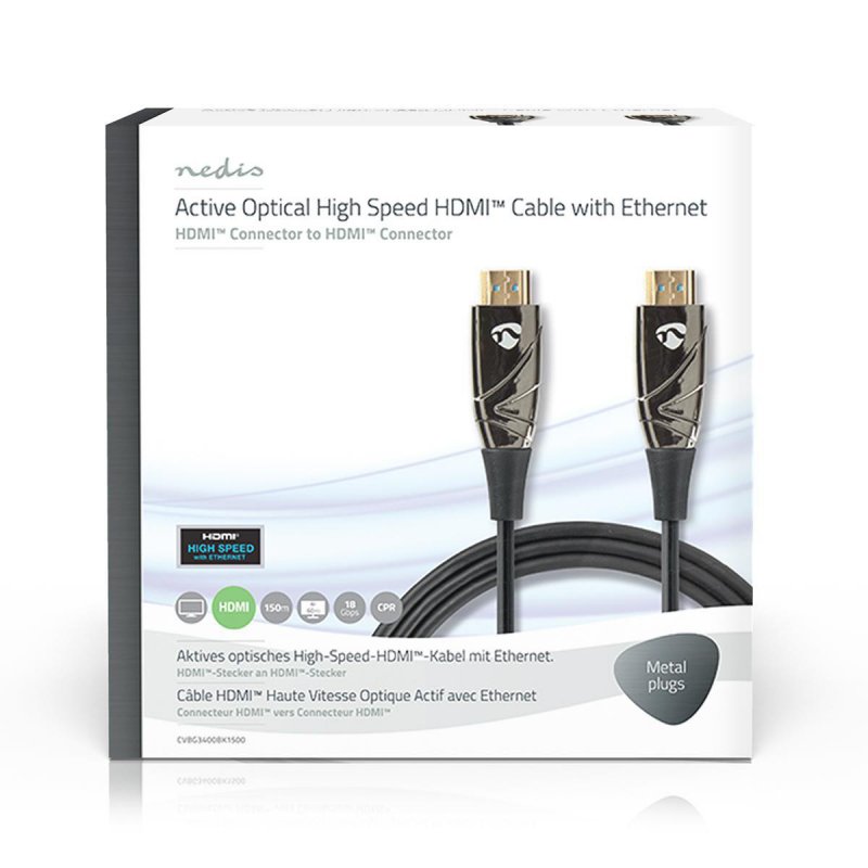 Aktivní Optický High Speed HDMI™ Kabel s Ethernetem | Konektor HDMI ™ | Konektor HDMI ™ | 4K@60Hz | 18 Gbps | 150.0 m | Kulatý | - obrázek č. 3