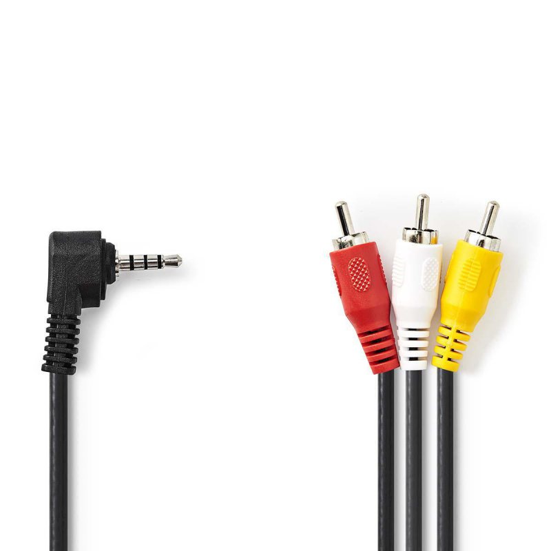 Audio Video Kabel | 3,5 mm Zástrčka | 3x RCA Zástrčka | Poniklované | 2.00 m | Kulatý | PVC | Černá - obrázek produktu