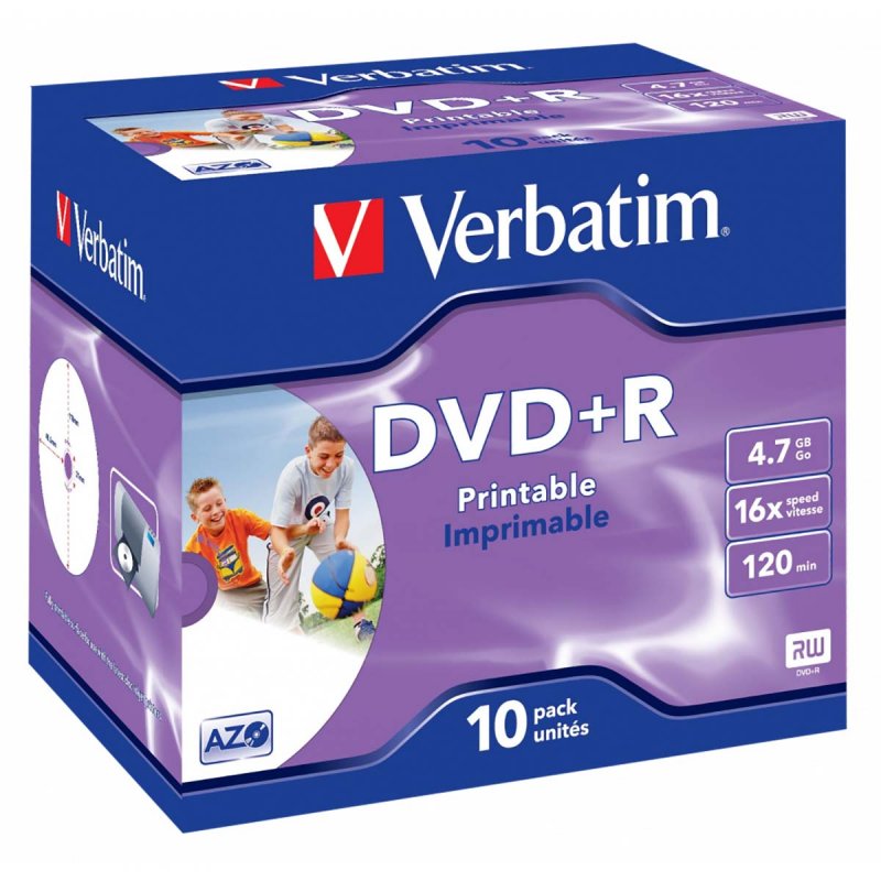 DVD+R Photo Printable 16x 4.7GB 10 Pack Jewel Case - obrázek produktu