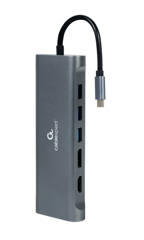 Gembird USB-C 8v1 multiport USB 3.0 + HDMI + DisplayPort + VGA + PD + čtečka karet + LAN + audio - obrázek č. 2